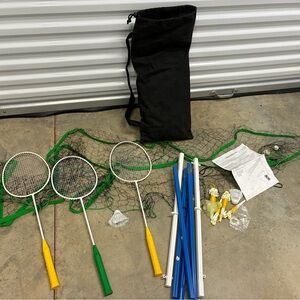 Badminton Set with Green and Yellow Rackets